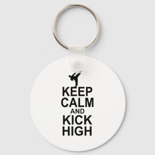 Keep Calm And Kick High Karate Fighter Martial Art Keychain