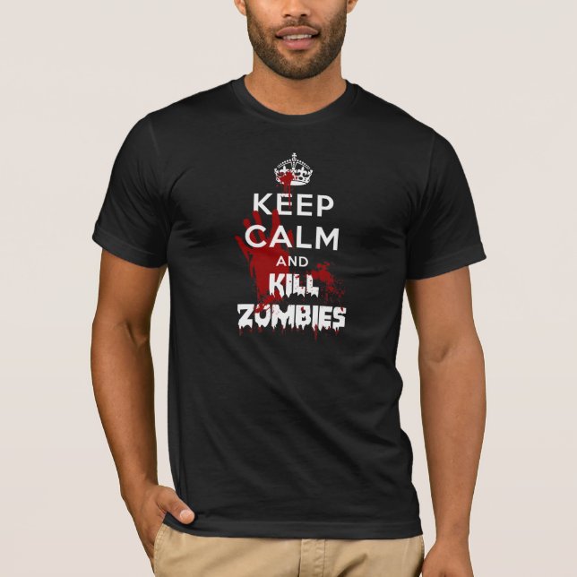 Keep Calm And Kill Zombies Black T-Shirt (Front)