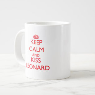 Keep Calm and Kiss Leonard Large Coffee Mug