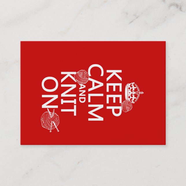 Keep Calm and Knit On - all colours Business Card (Front)