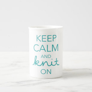 Keep Calm and Knit On Bone China Mug