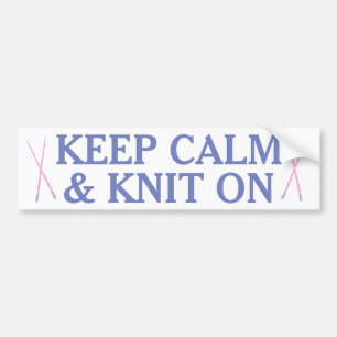 Keep Calm and Knit On Bumper Sticker
