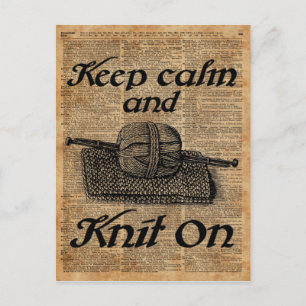 Keep Calm And Knit On Postcard