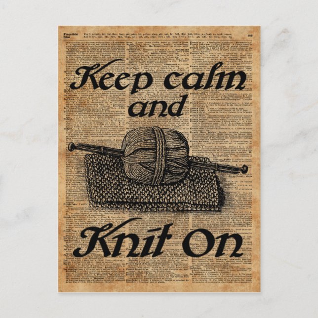 Keep Calm And Knit On Postcard (Front)