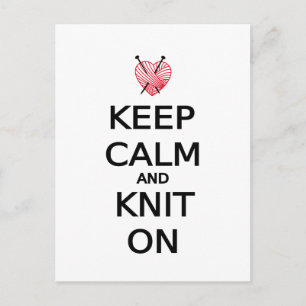 Keep calm and knit on postcard