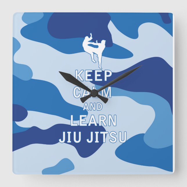 Keep Calm and Learn Jiu Jitsu Square Wall Clock (Front)