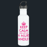 Keep calm and let an RN nurse handle it funny big 710 Ml Water Bottle<br><div class="desc">Keep calm and let an RN nurse handle it funny big stainless steel water bottle. Create your own personalized 'Keep calm and carry on' parody. Modern typography template with pink crown. Personalized nursing gift ideas for friends, family, registered nurse, RN, nursing school graduate, doctor, medic, emergency responder, rescue personnel, co...</div>