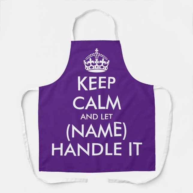 Keep calm and let handle it funny large purple BBQ Apron (Front)
