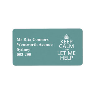 Keep Calm and Let Me Help (customizable colours) Label