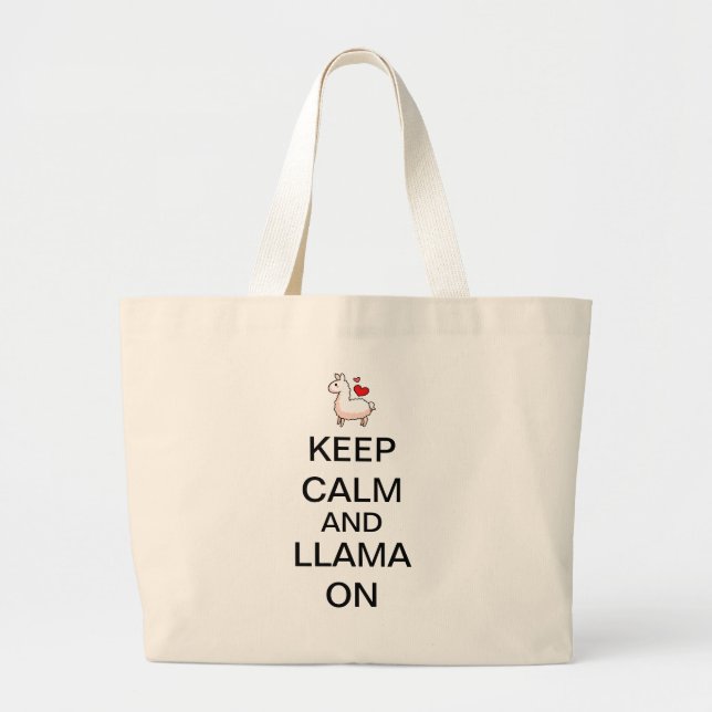 Keep Calm and Llama On Jumbo Tote Bag (Front)