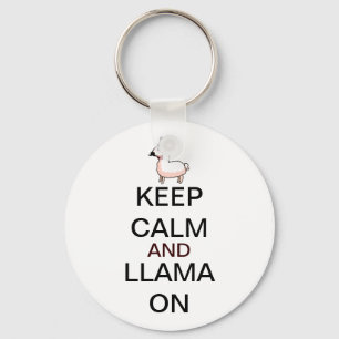 Keep Calm and Llama On Keychain