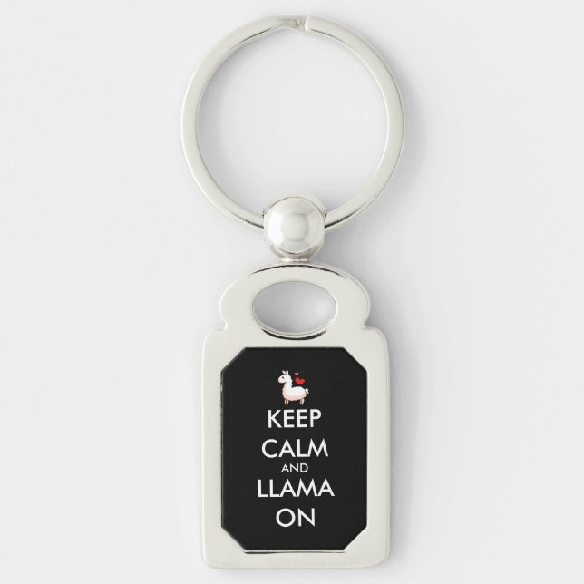 Keep Calm and Llama On Keychain (Front)