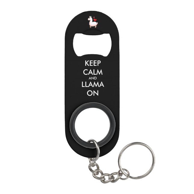 Keep Calm and Llama On Mini Bottle Opener (Back)