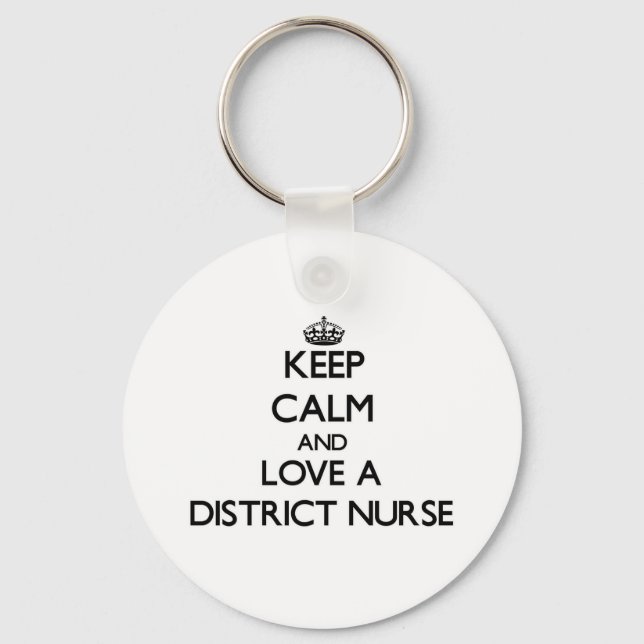 Keep Calm and Love a District Nurse Keychain (Front)