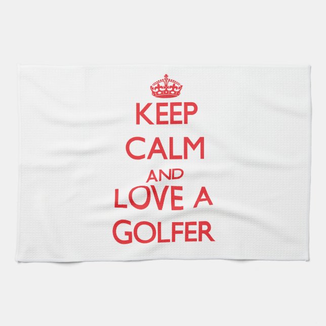Keep Calm and Love a Golfer Kitchen Towel (Horizontal)