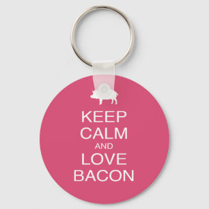 Keep Calm and Love Bacon Print Gift Design Pork Keychain