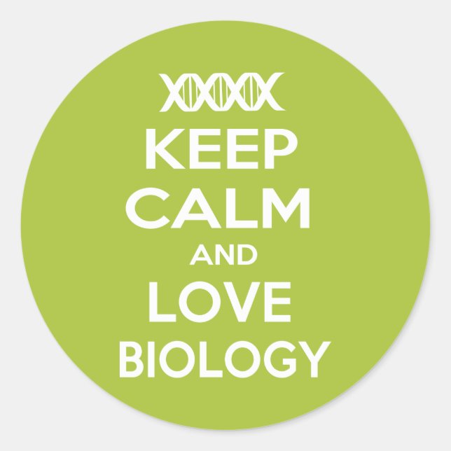 Keep Calm and Love Biology Classic Round Sticker (Front)