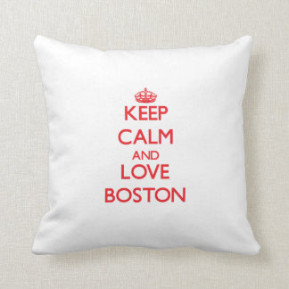 Keep Calm and Love Boston Throw Pillow