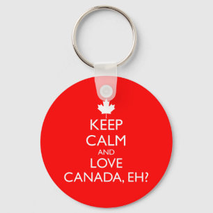 KEEP CALM AND LOVE CANADA, EH? KEYCHAIN