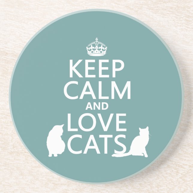 Keep Calm and Love Cats Coaster (Front)