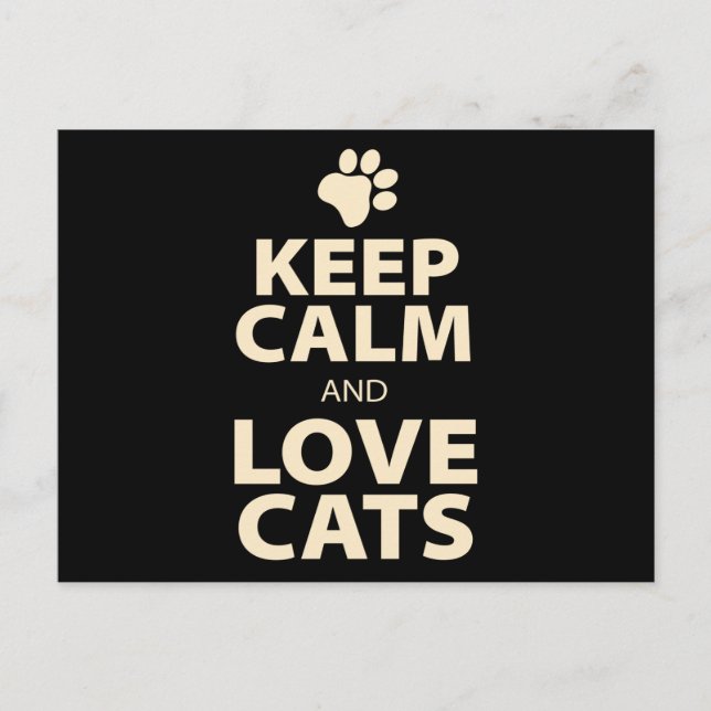 Keep Calm and Love Cats Postcard (Front)
