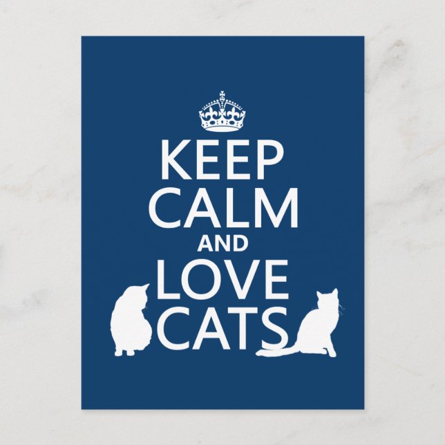 Keep Calm and Love Cats Postcard (Front)