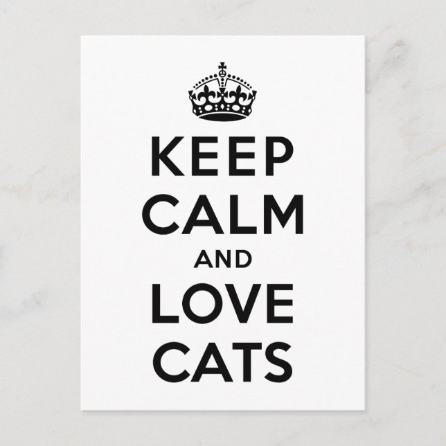 Keep Calm and Love Cats Postcard (Front)