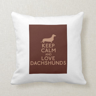 Keep Calm and Love Dachshunds Throw Pillow