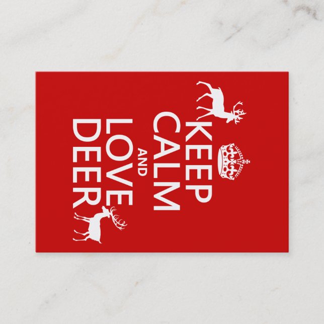 Keep Calm and Love Deer (any background colour) Business Card (Front)