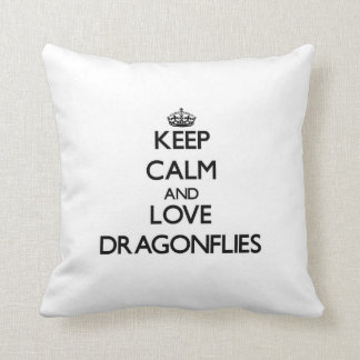 Keep calm and Love Dragonflies Throw Pillow