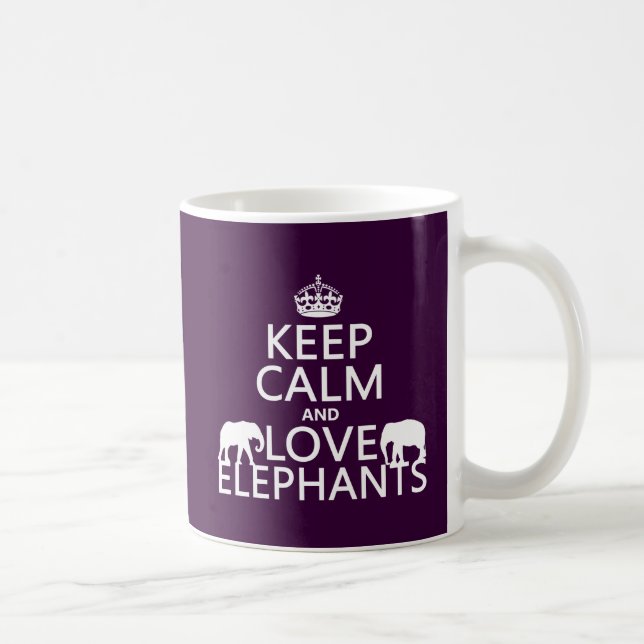 Keep Calm and Love Elephants (any colour) Coffee Mug (Right)