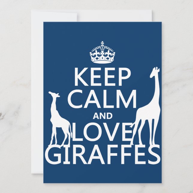 Keep Calm and Love Giraffes - all colours Invitation (Front)