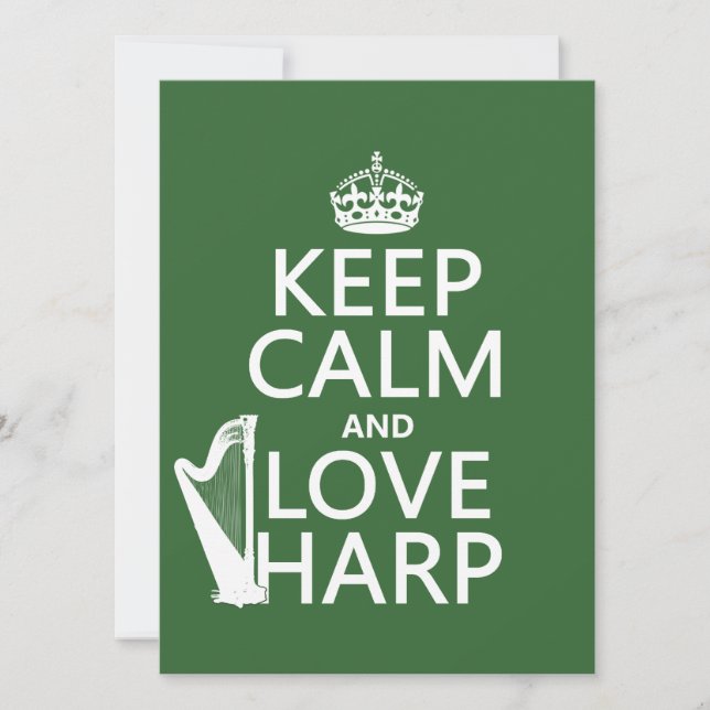 Keep Calm and Love Harp (any background colour) Invitation (Front)