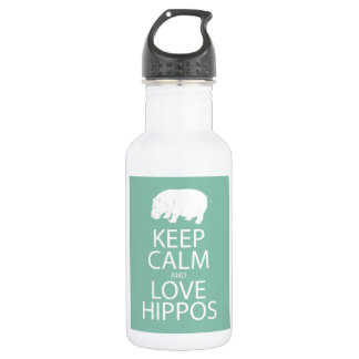 Keep Calm and Love Hippos Print Hippopotamus 532 Ml Water Bottle