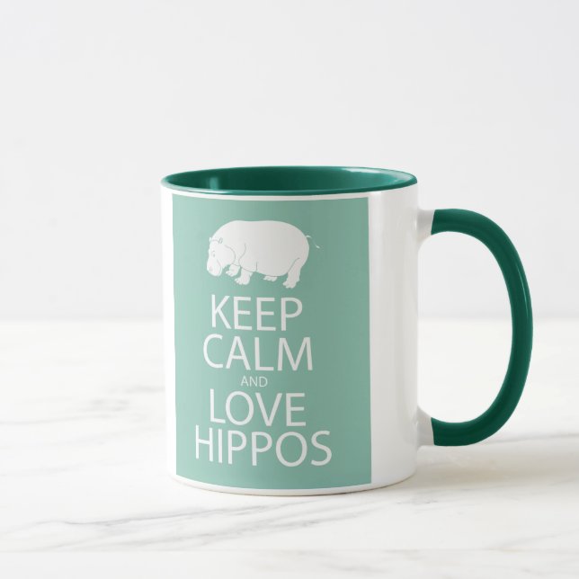 Keep Calm and Love Hippos Print Hippopotamus Mug (Right)
