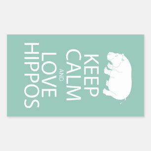 Keep Calm and Love Hippos Print Hippopotamus Sticker