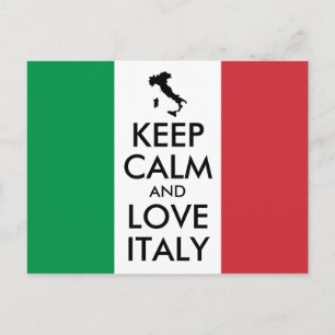 Keep Calm and Love Italy Green White and Red Postcard
