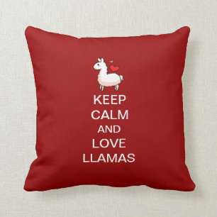 Keep Calm and Love Llamas Throw Pillow