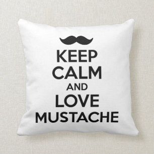 Keep Calm and Love Moustache Throw Pillow