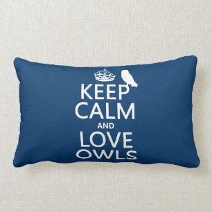 Keep Calm and Love Owls (any colour) Lumbar Pillow
