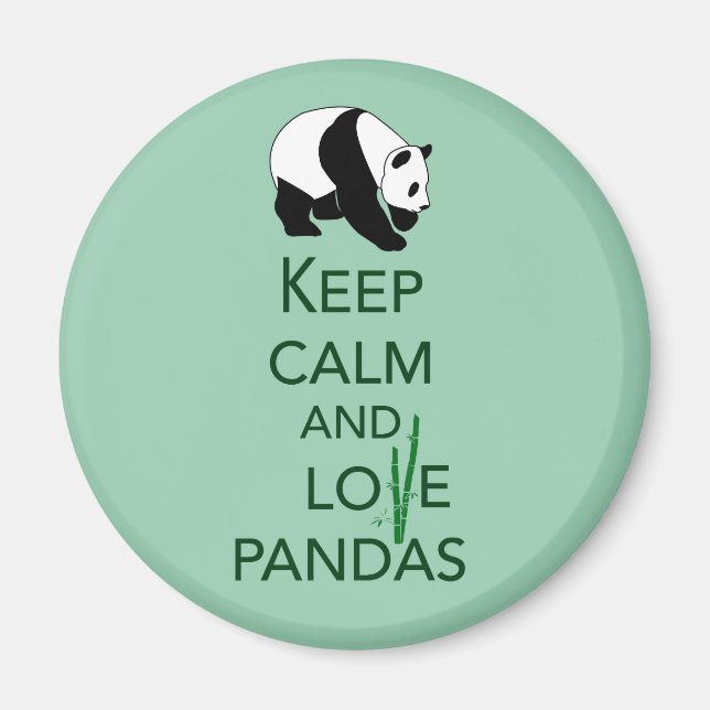Keep Calm and Love Pandas Gift Art Print Magnet (Front)