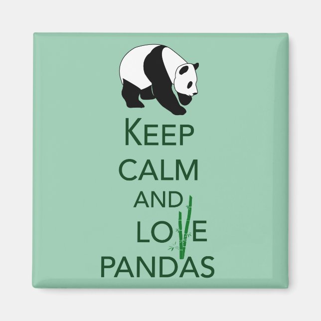 Keep Calm and Love Pandas Gift Art Print Magnet (Front)