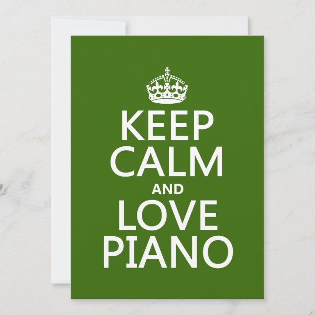 Keep Calm and Love Piano (any background colour) Invitation (Front)