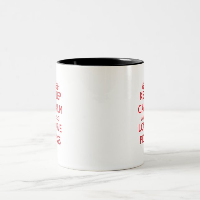 Keep calm and love Pigs Two-Tone Coffee Mug (Center)