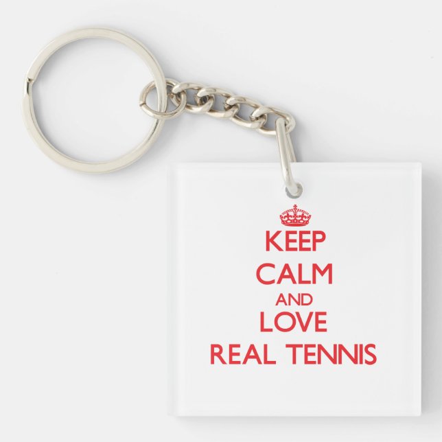 Keep calm and love Real Tennis Keychain (Front)
