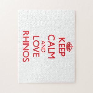 Keep calm and love Rhinos Jigsaw Puzzle