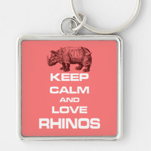 Keep Calm and Love Rhinos Rhinoceros Cool Design Keychain