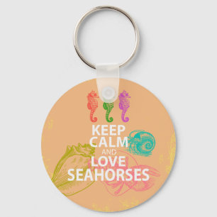 Keep Calm and Love Seahorses Gift Unique Design Keychain