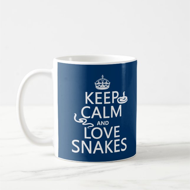 Keep Calm and Love Snakes (all colours) Coffee Mug (Left)