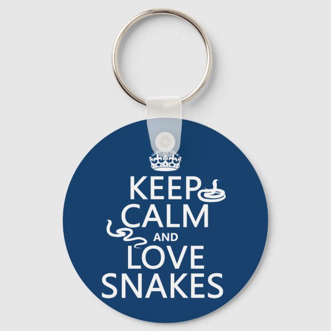 Keep Calm and Love Snakes (all colours) Keychain (Front)